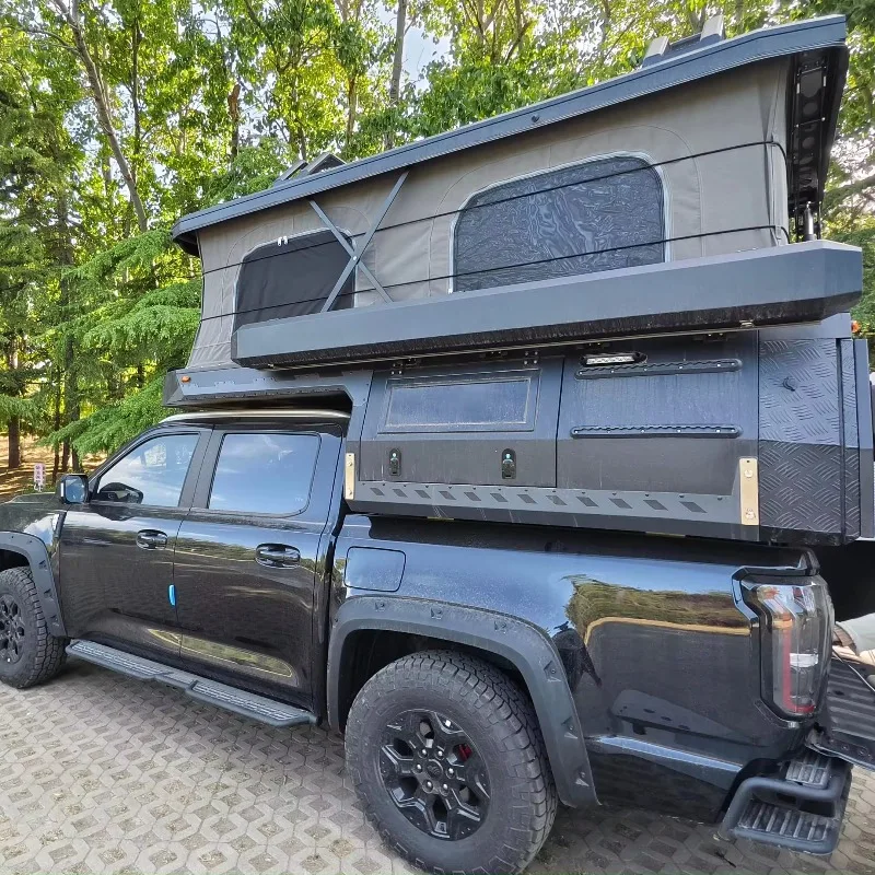 Pop-Up Mini Truck Camper RV High Quality Waterproof Foldable Structure For Off-Road Travel With Bathroom