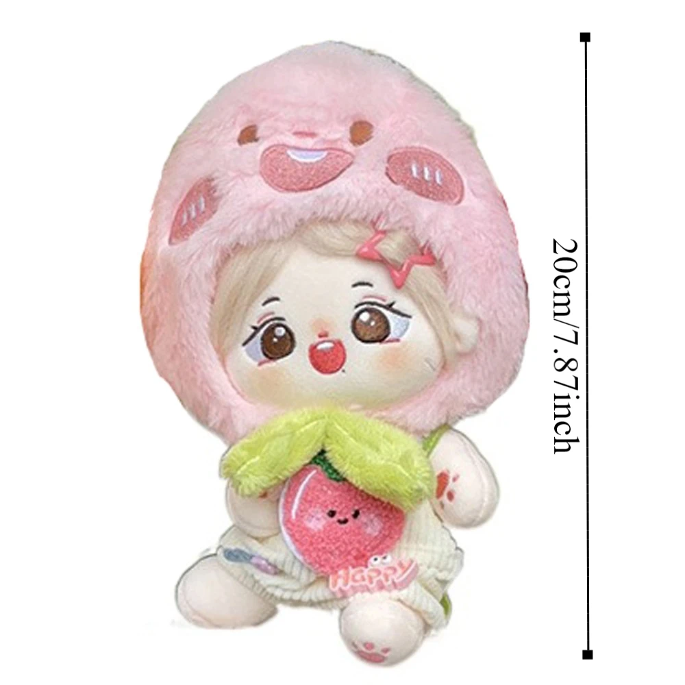 Chapéu de frutas 20cm algodão boneca roupas cinta calças laranja boneca roupas roupa pêssego terno boneca vestir-se conjunto presente das crianças