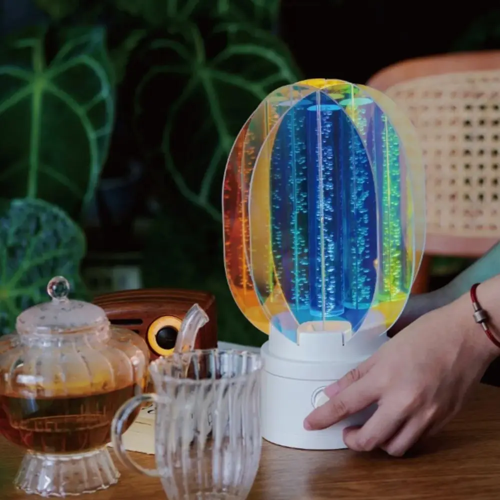 Dimmable Acrylic Nightstand Lamp 360 Rotation Plastic RGB Illumination Bedside Lamps Rechargeable Battery Soft Glow