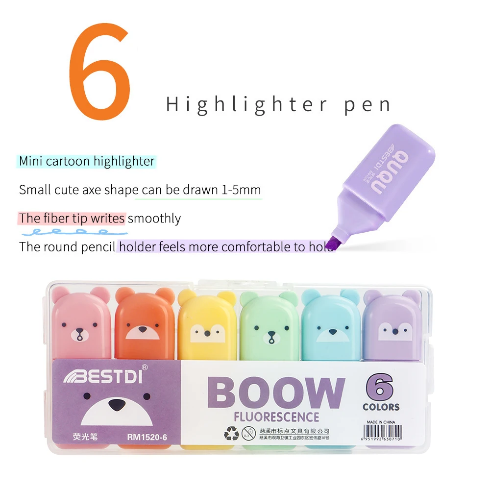 4/5/6 Kleurenset Punctuurschrijfwaren Mini Fluorescerende Pen Oogbescherming Macaron Fluorescerende Markeringsstift Permanente Highlighter