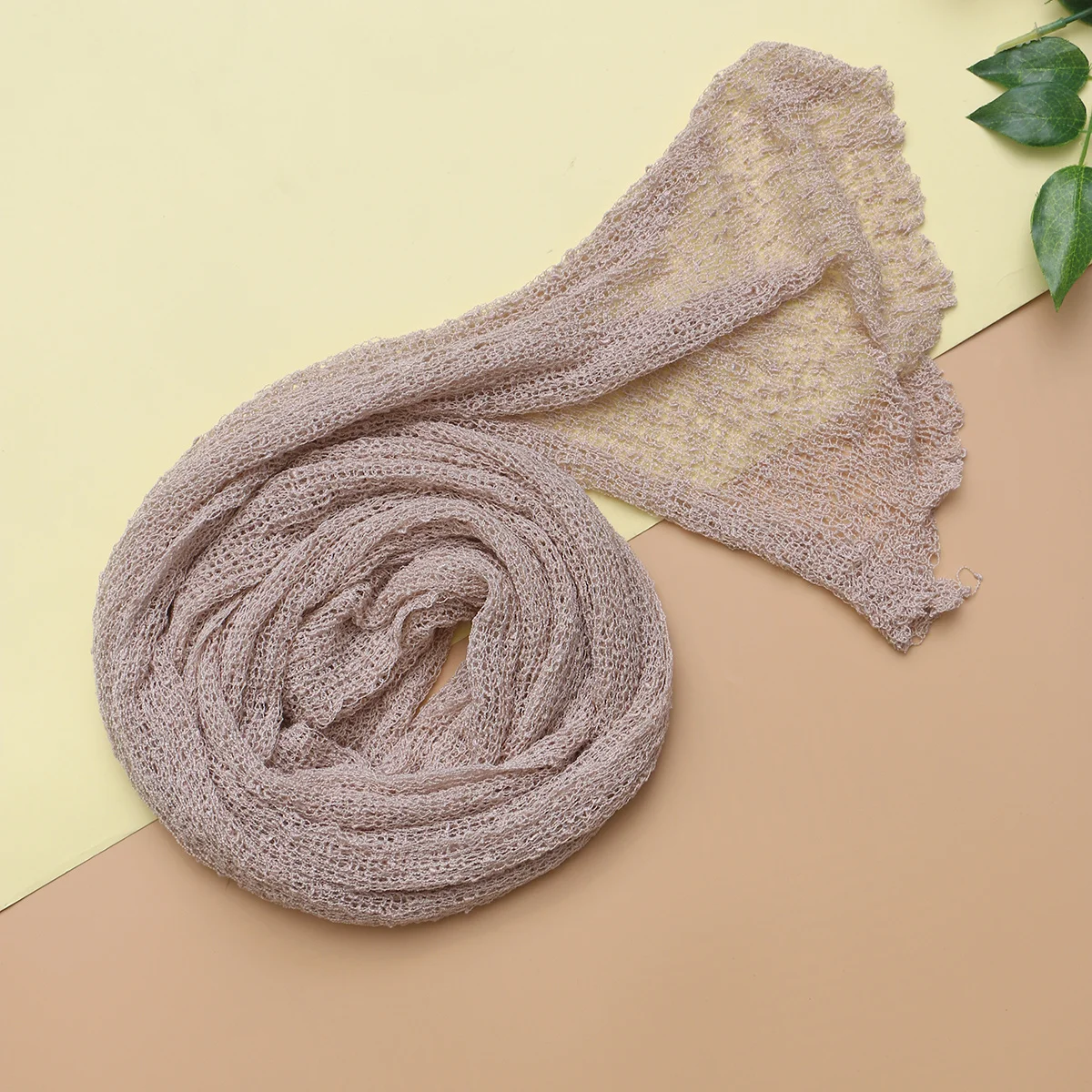 لفافة أطفال من القطن المطاطي باللون البيج الناعم للتصوير الفوتوغرافي لحديثي الولادة، بطانية مزخرفة، صورة طويلة ملفوفة #6