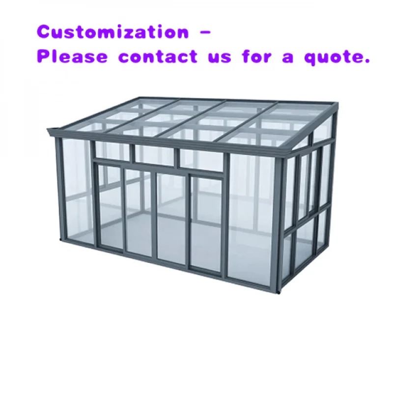 custom.Modern Four-Sided Standing Aluminum Alloy Patio Glass House Double Tempered Glass Slant/Flat Sunroom-Economica
