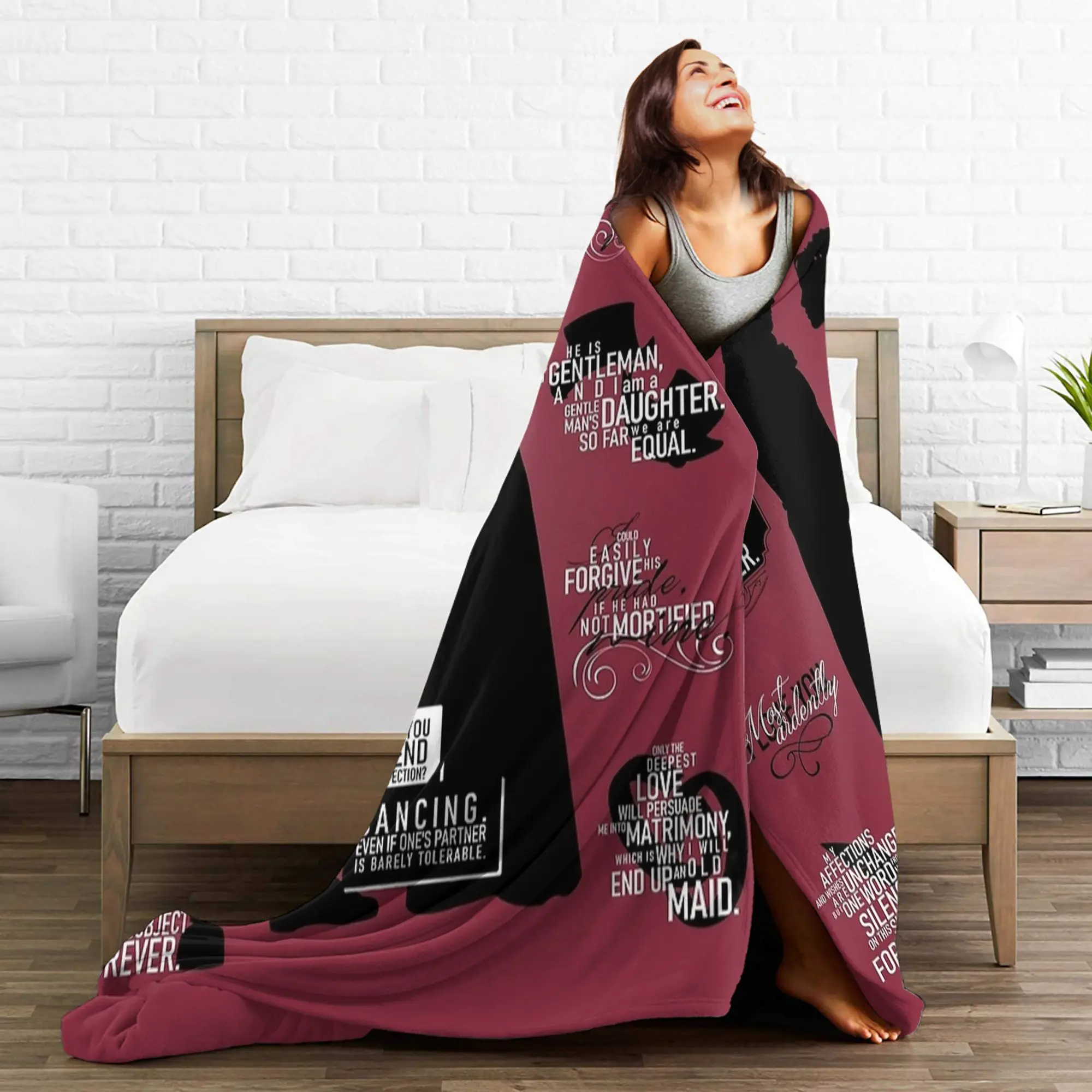 الكبرياء والتحامل ليزي و دارسي يقتبس الصوف رمي البطانيات للسرير بطانية محبوكة السفر سوبر لينة متعددة الوظائف