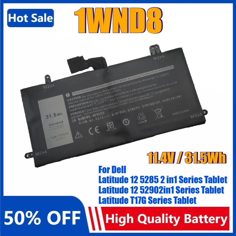 

New11.4V 31.5Wh 1WND8 Laptop Battery for Dell Latitude 12 5285 5290 2-IN-1 T17G JOPGR 0J0PGR J0PGR X16TW 0X16TW OFTH6F FTH6F