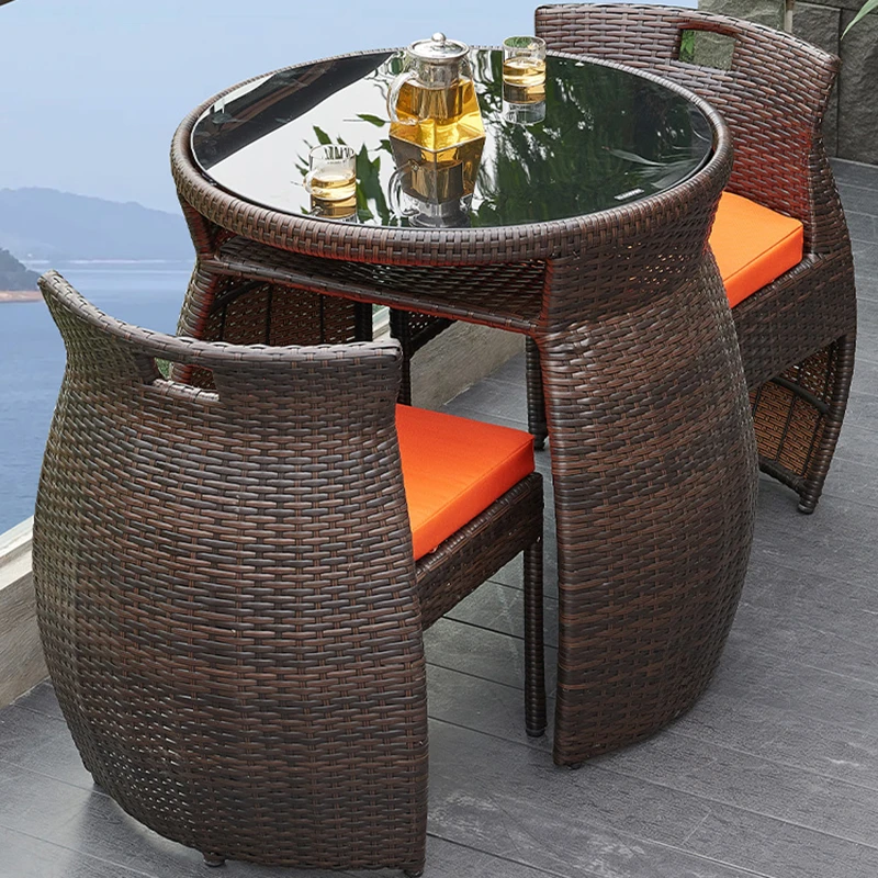 

Modern Balcony Small Table and Chair Combination Three-piece Home Garden Outdoor Patio Leisure Rattan Rattan Furniture