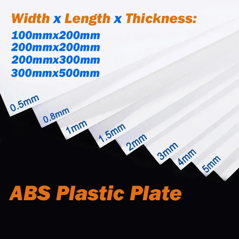 ABS Plastic Plate Thickness 0.5/0.8/1/1.5/2/3/4/5mm White ABS Plastic Plate Sheet For Home DIY Model Making Material