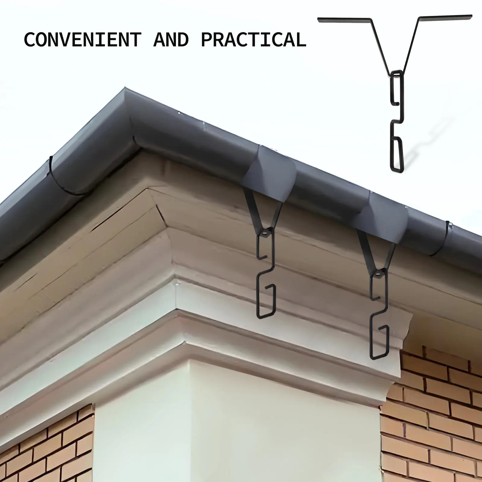 Metal Rain Chain Hook Iron Gutter Adapter Stable Outdoor Drainage Hanger Easy Installation Weather Resistant