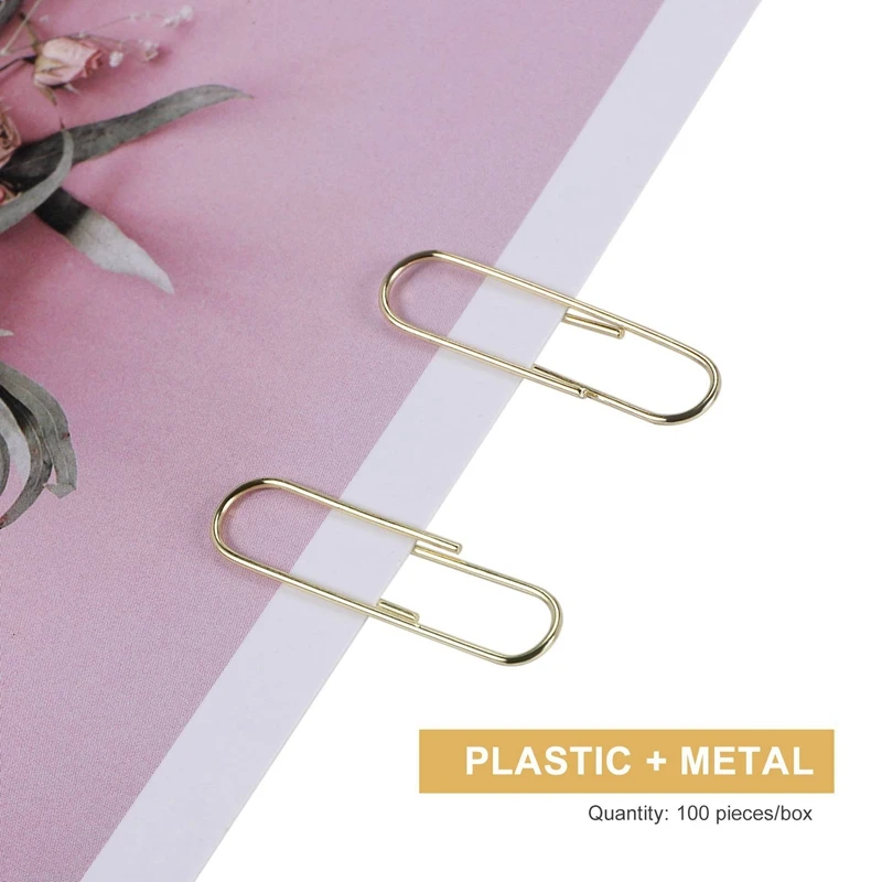 دبابيس ورق الذهب في أنيقة المغناطيسي الرخام الأبيض حامل قصاصة ، 28 مللي متر ، 100 مقاطع لكل صندوق