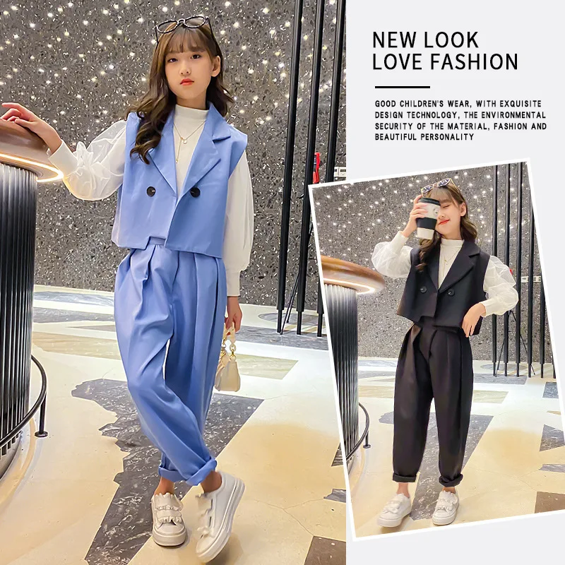 

Girls' 2025 New Spring Clothes Foreign Clothes Fashionable Children's Small Suits Vest Suits