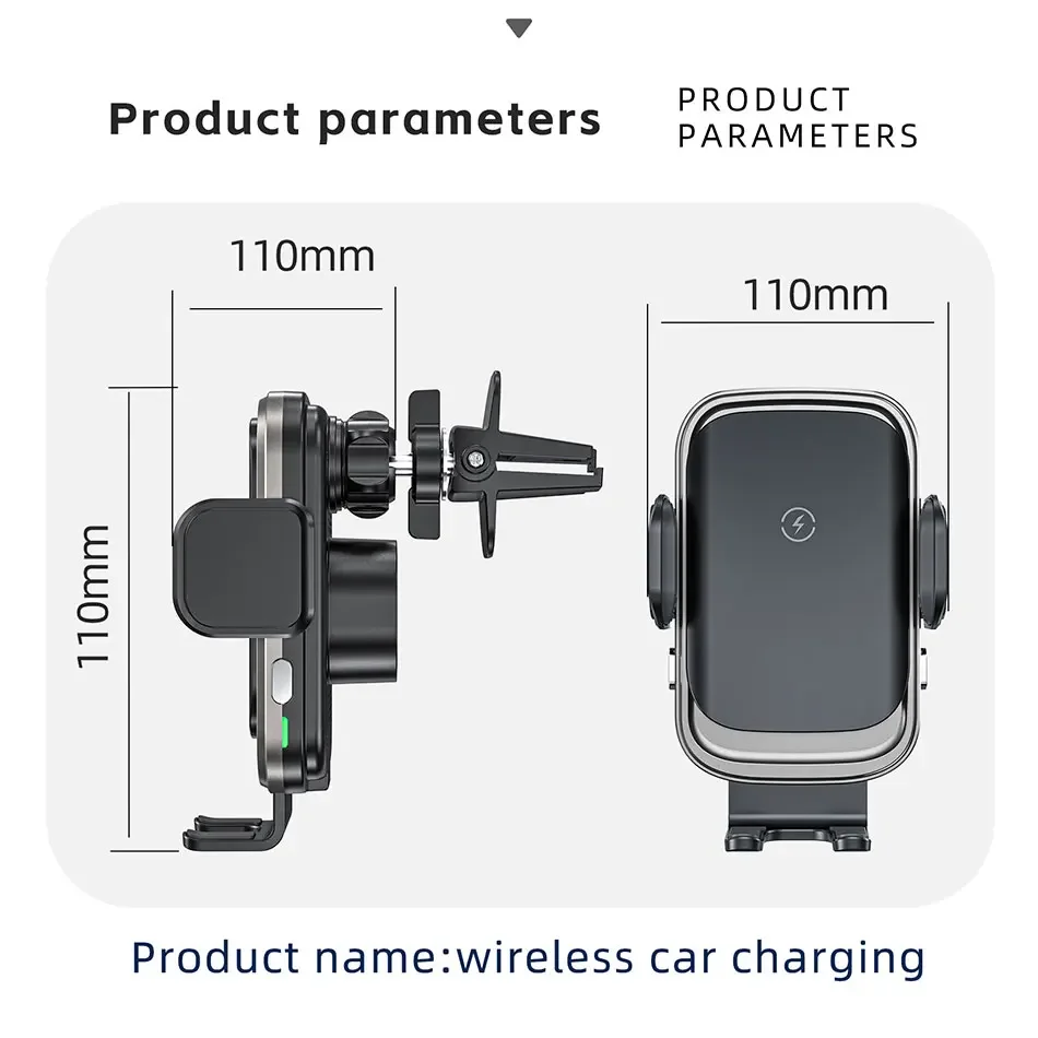 Cargador rápido inalámbrico Qi de 15W para coche, soporte de carga móvil para dispositivos automáticos, soportes y soportes para vehículos eléctricos