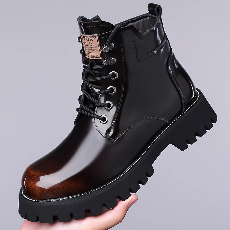 

Autumn Winter Classic Warm Snow Boots Men's Thick Soles Non-slip Work Boots Men's Outdoor Casual Shoes Big Head Leather Shoes