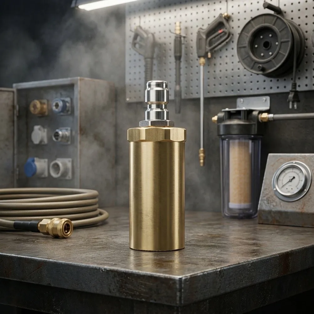 High-Pressure Copper Rotating Spray Nozzle Rated for 3600 PSI Applications in Car Washing and Outdoor Cleaning Tasks