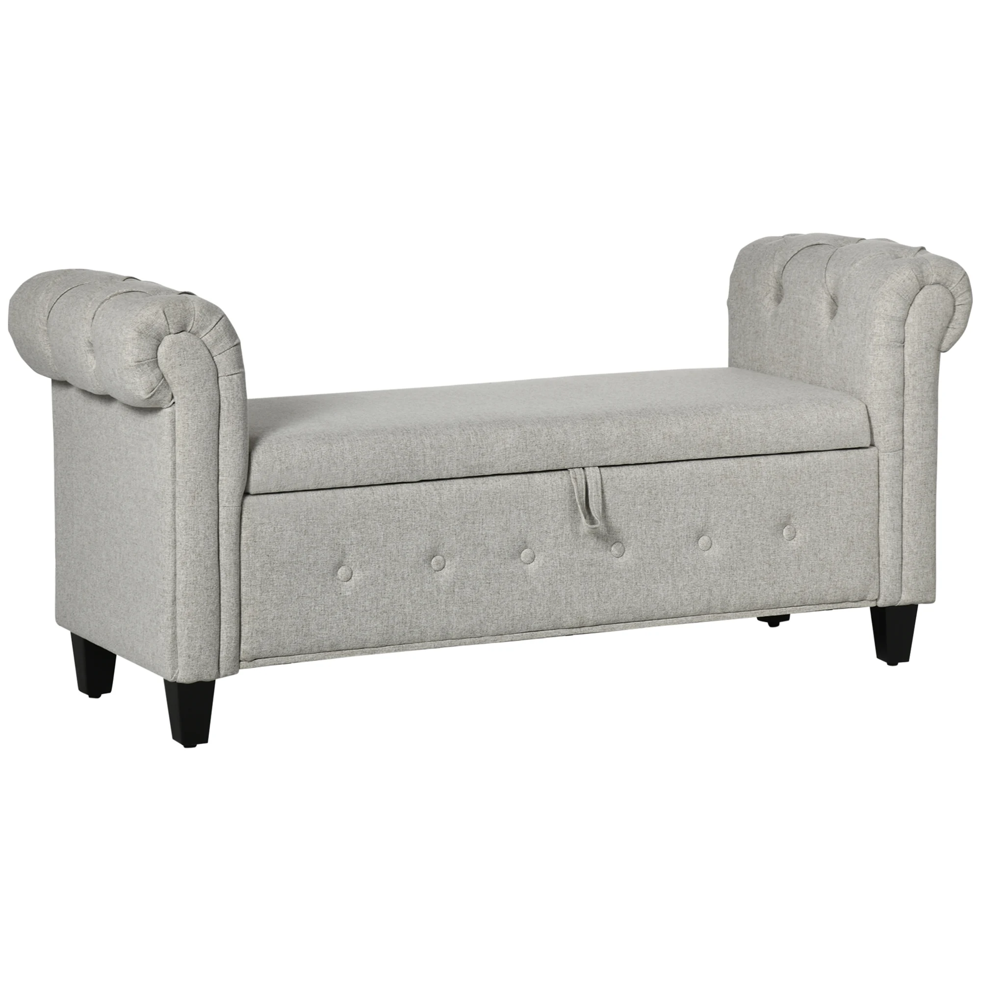 HOMCOM upholstered storage bench in linen with lid 146,5x49x74,5 cm Gray