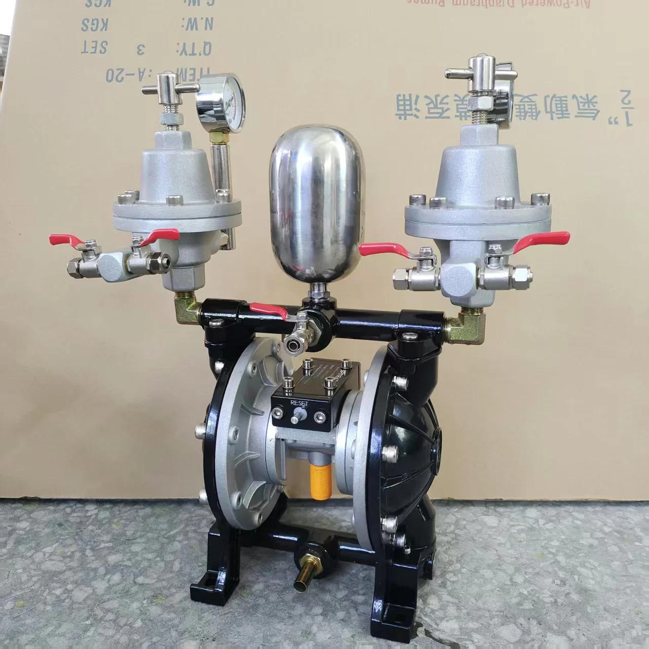 MK Pneumatic 1/4in Pressure Stabilizing Filtering Double Diaphragm Paint Supply Pump for Spraying Line