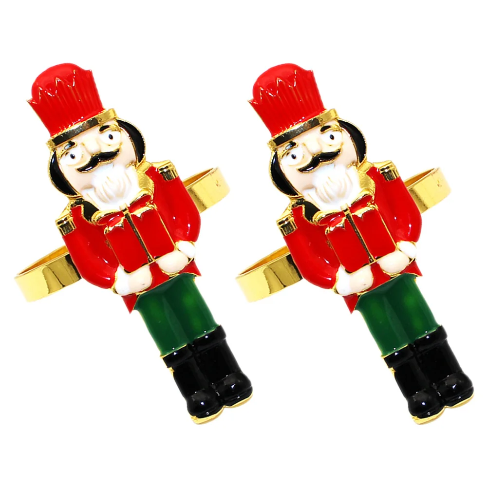 2Pcs Nutcracker Shaped Napkin Holders Christmas Table Decorations Fine Workmanship Accessory Nutcracker Napkin Rings