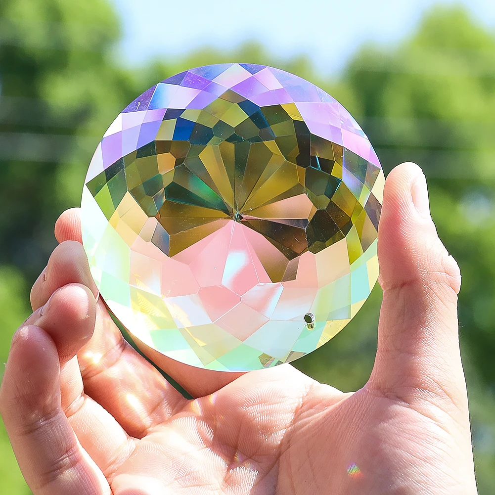 Enchanting Crystal Prism Ball Suncatcher Rainbow Maker Garden Home Party Decorations Nature's Magical Light Catcher