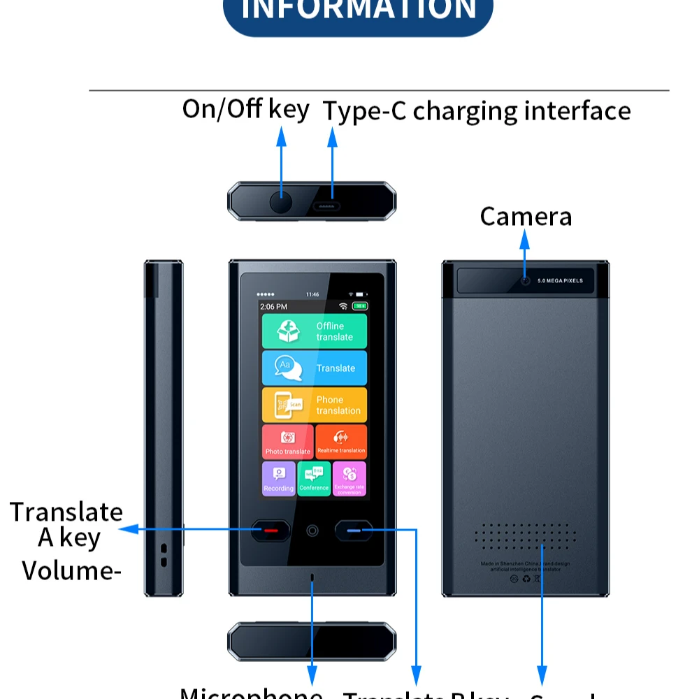 Smart Voice Photo Scanning Translation Machine Wifi Touch Screen Portable Voice Translator Z9 Instant Offline Simultaneous New