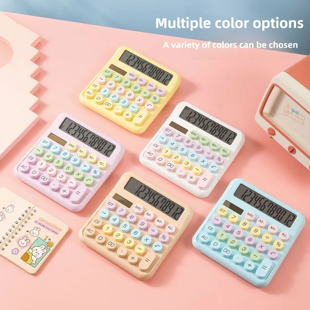 آلة حاسبة سطح المكتب، خيارات متعددة الألوان بلون الحلوى، شاشة كبيرة مكونة من 12 رقمًا، أدوات مكتبية للطلاب، مستلزمات المدارس #2