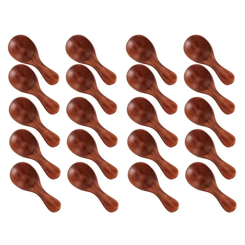 DTEN-Small Kitchen Utensil Cooking Tools 20Pcs Natural Wooden Mini Spoons, Tiny Scoop For Honey Tea Coffee Sugar Salt