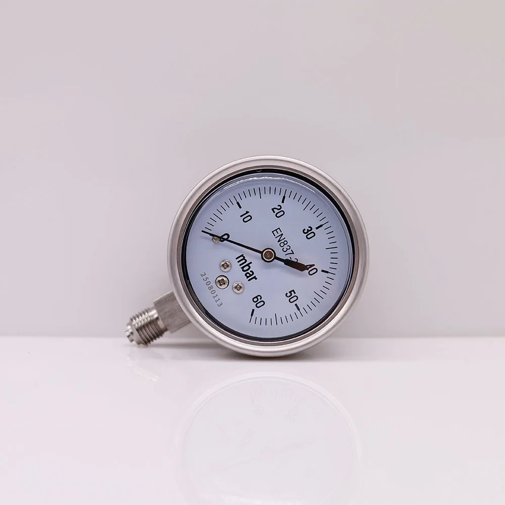 Stainless Steel 0-150mbar 200mbar 0-250mbar 400mbar 500mbar 600mbar Manometer Gauge Gas Pressure Gauge mbar Pressure Meter