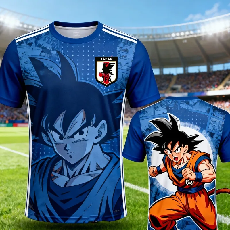 Nueva Camiseta de Fútbol Personalizada 2026 de Bandai, Anime Japonés Dragon Ball, Son Goku X Selección Nacional de Japón, para Hombre y Niño