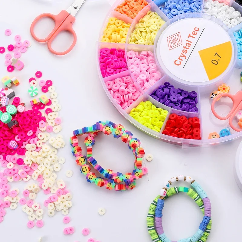 Kit de fabricación de pulseras de cuentas de arcilla, letras de alfabeto de semillas, Kit de cuentas artesanales de arte DIY con dijes para hacer joyería, manualidades, regalos, 8 estilos