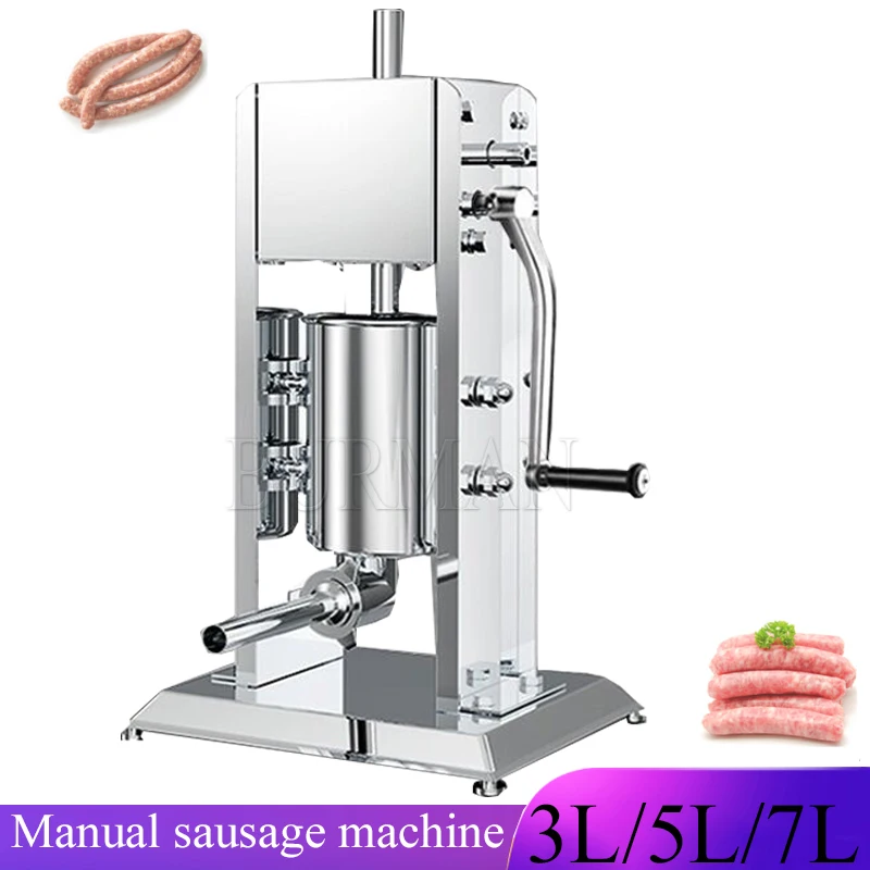 Homemade 3L 5L 7L  Filling Machine Manual Stuffer Meat Maker 4pcs Stainless Syringe Fill Steel Sausage