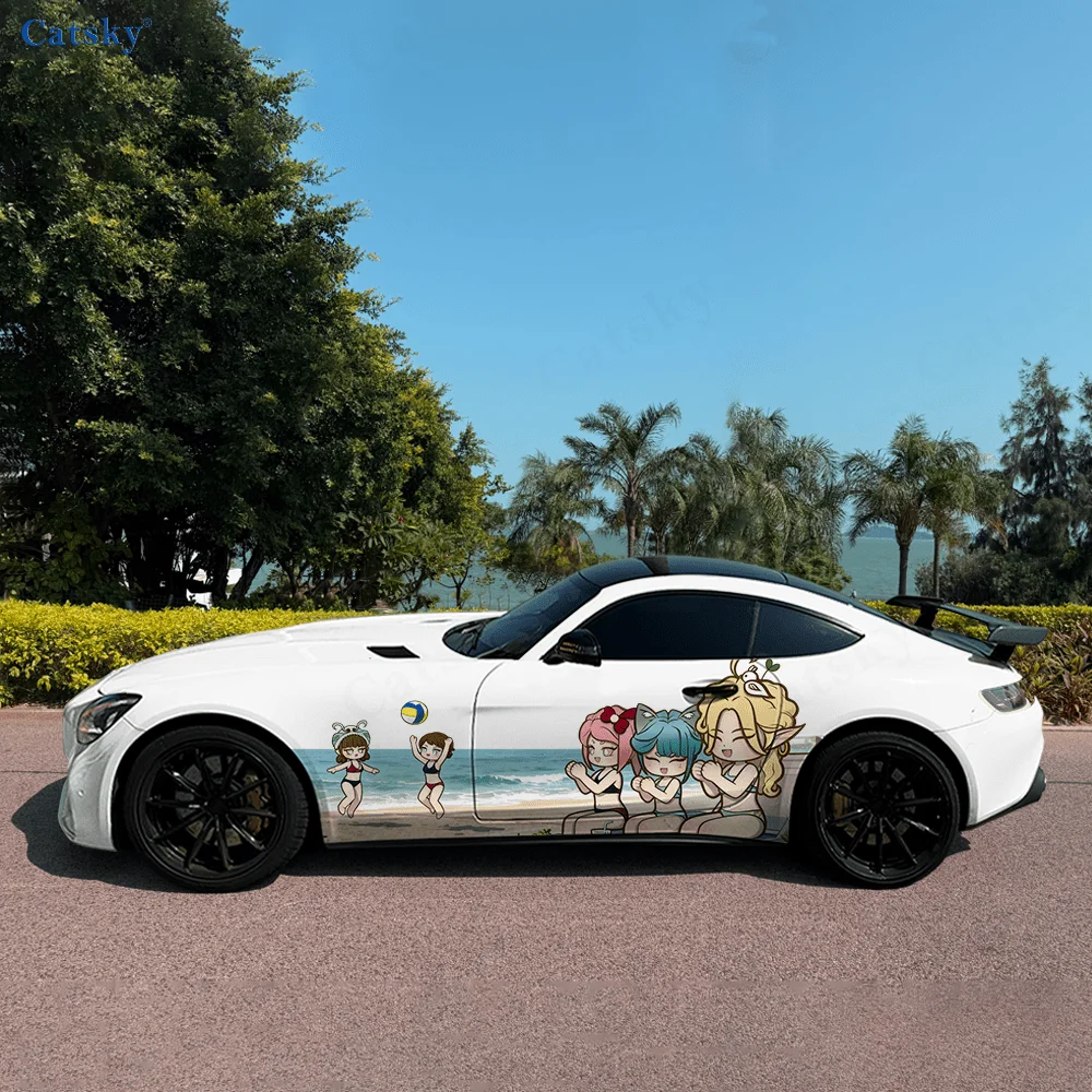 Cat Cute Girl High Quality Creative Pattern Stickers Car Body Door Side Two Fashionable Stickers Two Decorations Suitable for Al