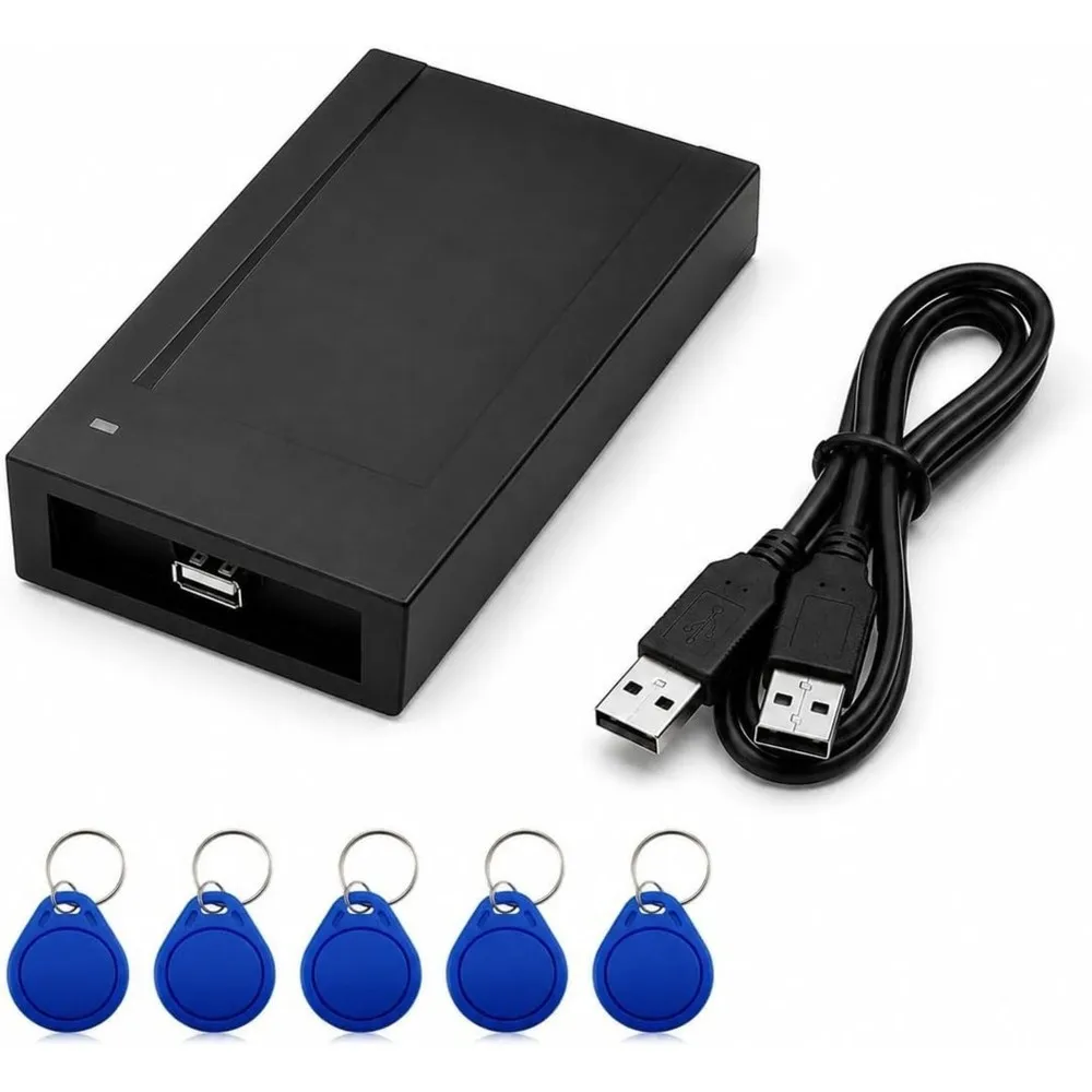 ABUO-RFID Reader 13.56 Mhz USB,IC Card Reader Contactless ISO 14443A,Plug & Play,With 5 RFID Keychains,RFID Reader For PC