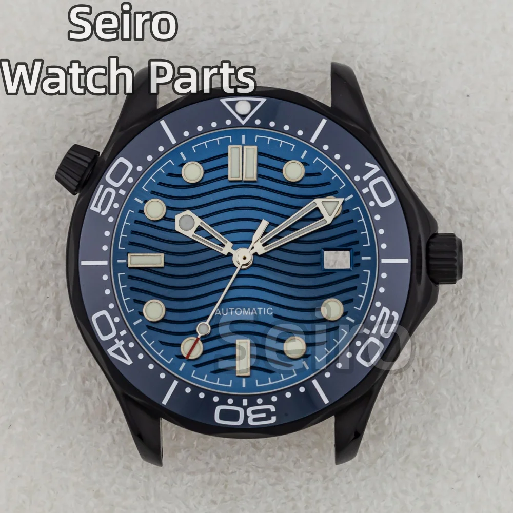 

Black 41mm NH35 Case Strap Solid 316L Stainless Steel 100 Meters Waterproof for Seamaster 300 NH35 NH36 Movement 31mm Dial Hands