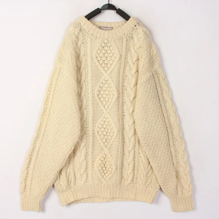 

Винтажный женский вязаный шерстяной кардиган с узором «боб» и 3D-цветами, свободного кроя, утолщенный, для осени и зимы