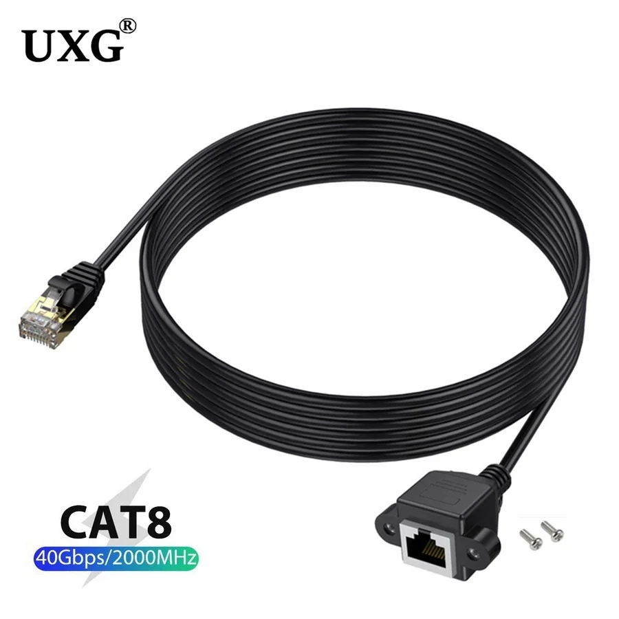 Cable de extensión Ethernet Cat8 con tornillo de montaje en Panel, adaptador de Cable de red RJ45, 40Gbps, Cat 8, 6, 5, macho a hembra, RJ 45, CAT6