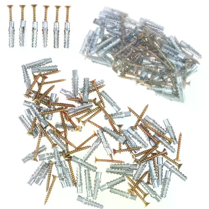 100Set 6/8mm Wall Anchors And Screws Set Metal Expansion Plug And Self Tapping Screw For Concrete Drywall Mounting