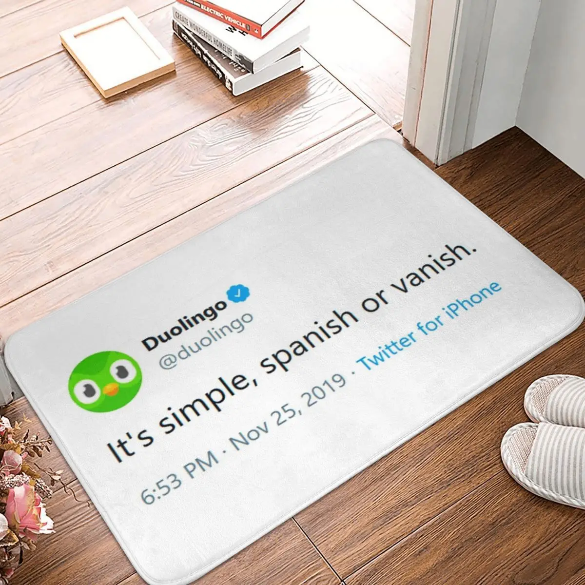 Evil Duolingo Owl Tweet Meme Non-slip Doormat Floor Mat Absorbent Mat Carpet Rug for Kitchen Entrance Home Bedroom Footpad Mats