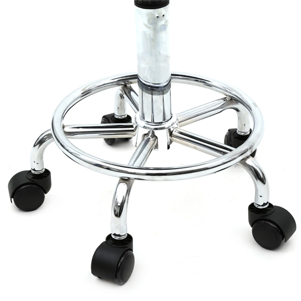 Round Shape Adjustable Salon Stool with Back and Line White