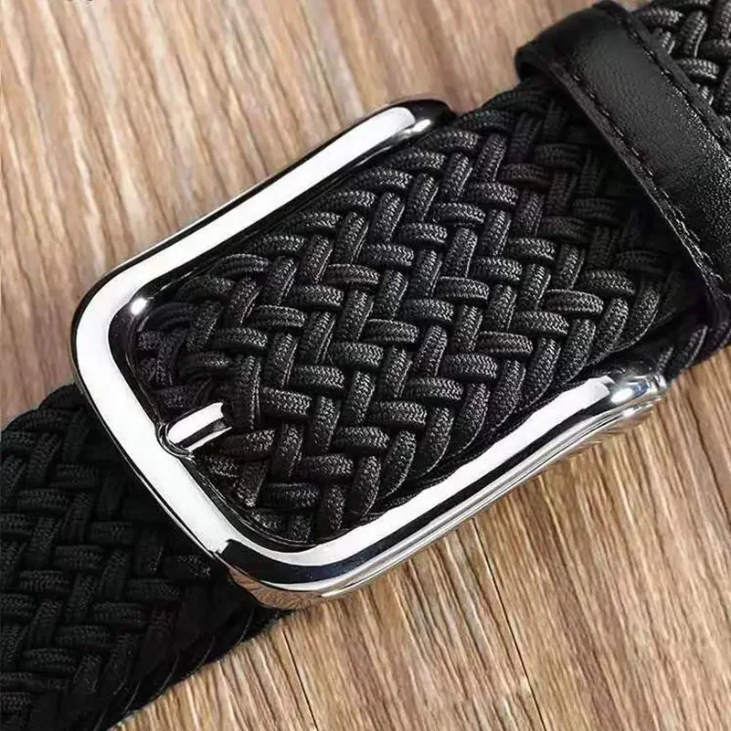 100cm 110cm 120cm New Design High Quality Men Casual Belt Woven Buckle Elastic Canvas All match Women Pants Versatile Sense