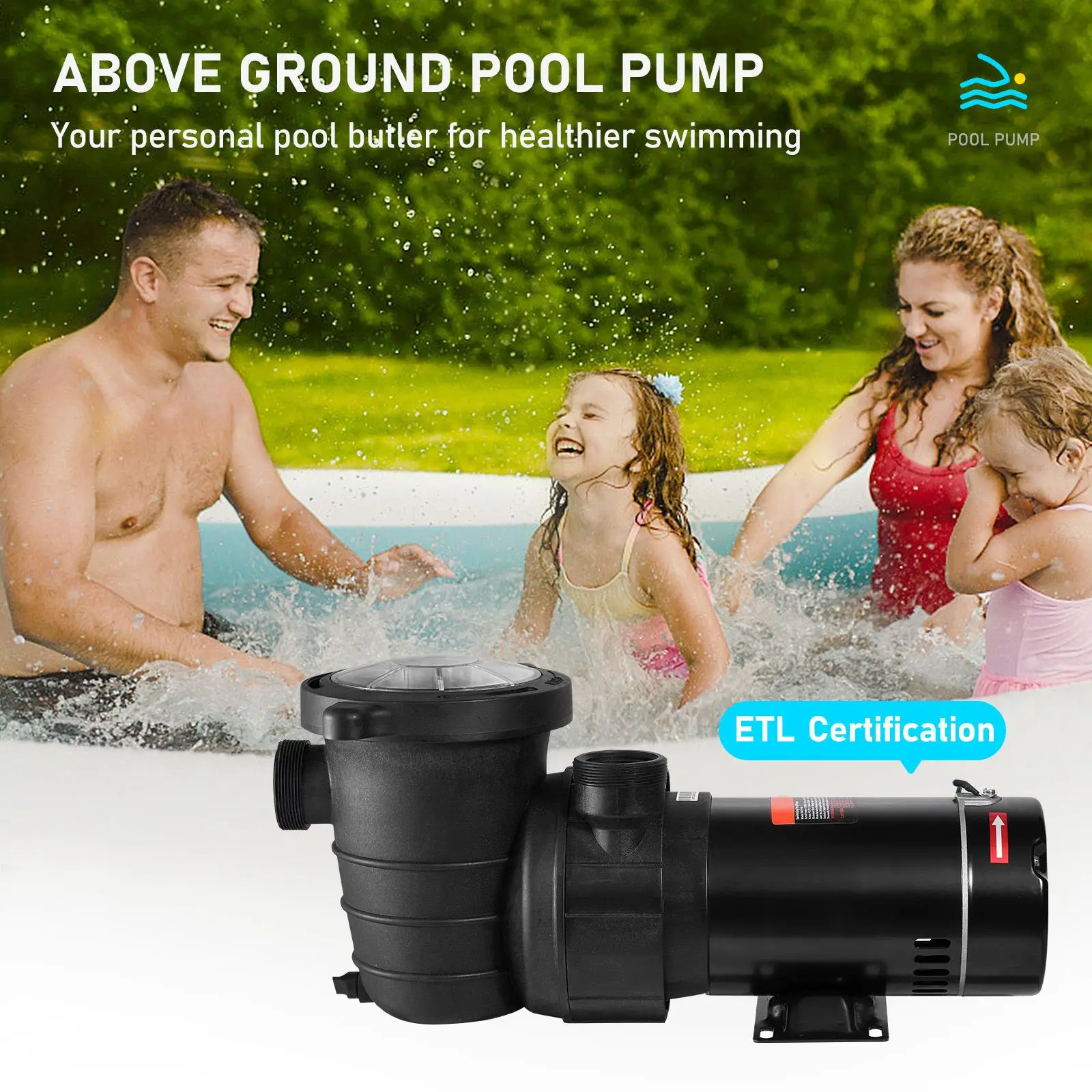 Swimming Pool Pump 1.5HP 115V 1100W, Single Speed Pumps for Above Ground, Powerful Pool Pumps with Strainer Filter Basket, 5280