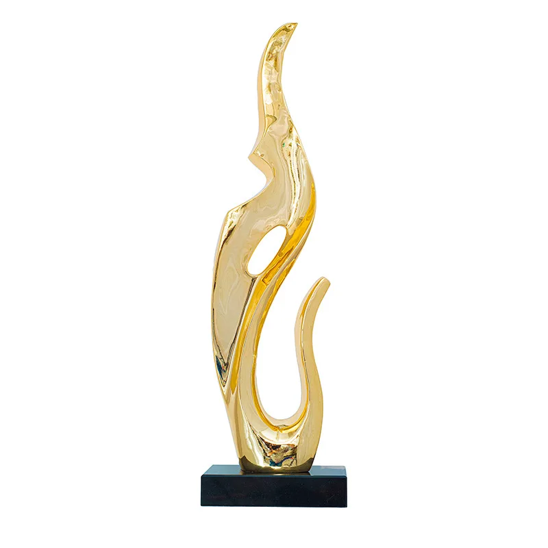 Sculpture Métallique Abstraite Moderne « Flamme de Prospérité » - Décoration de Bureau Énergisante pour Hall d'Hôtel, Villa et Salon