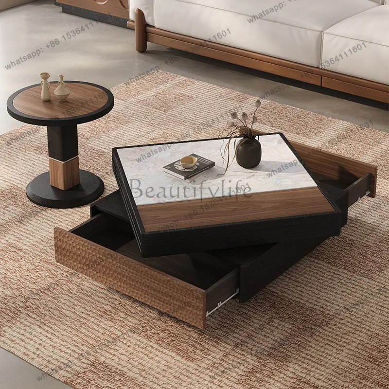 LS Chinese style coffee table living room home creative high-end Italian minimalist rotatable storage coffee table