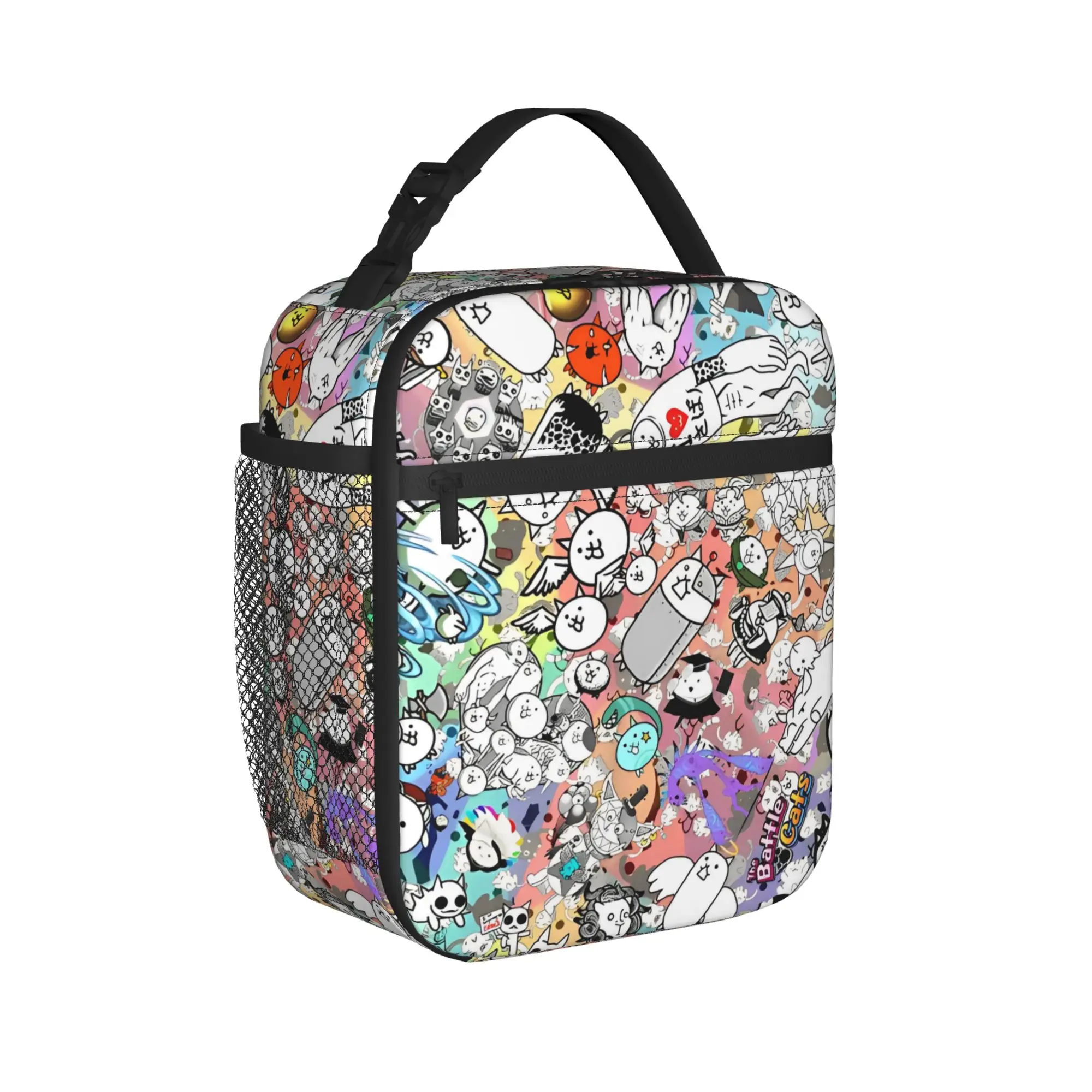 The Battle Cats Collage Insulated Lunch Bags Large Cartoon Game Lunch Container Cooler Bag Tote Lunch Box Food Handbags