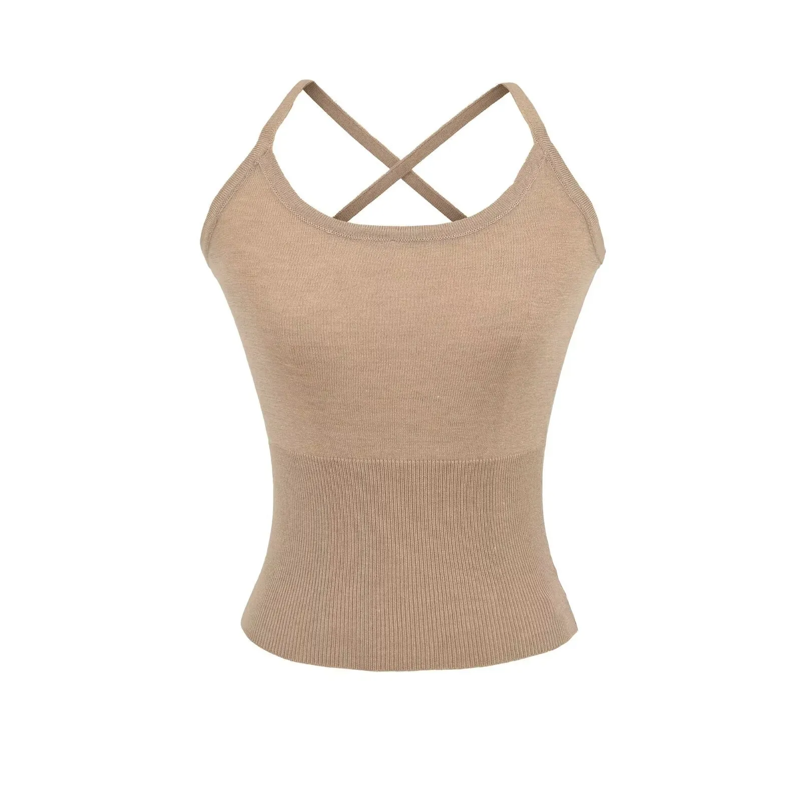 حار مثير الصوف محبوك سترة علوية للنساء 2025 الخريف الصليب الظهر عارية الظهر إخفاء الجانب الثدي بروتيل ملابس داخلية Z5W2 #4