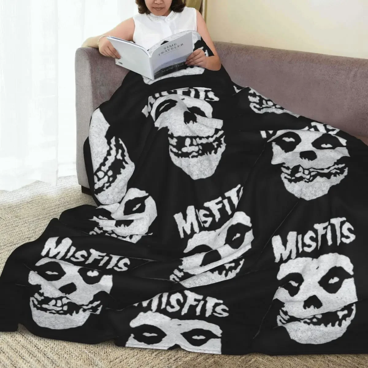 Misfits Skull Heavy Metal Music Band Blanket Fleece Soft Throw Blankets for Car Sofa Couch Bed Rug