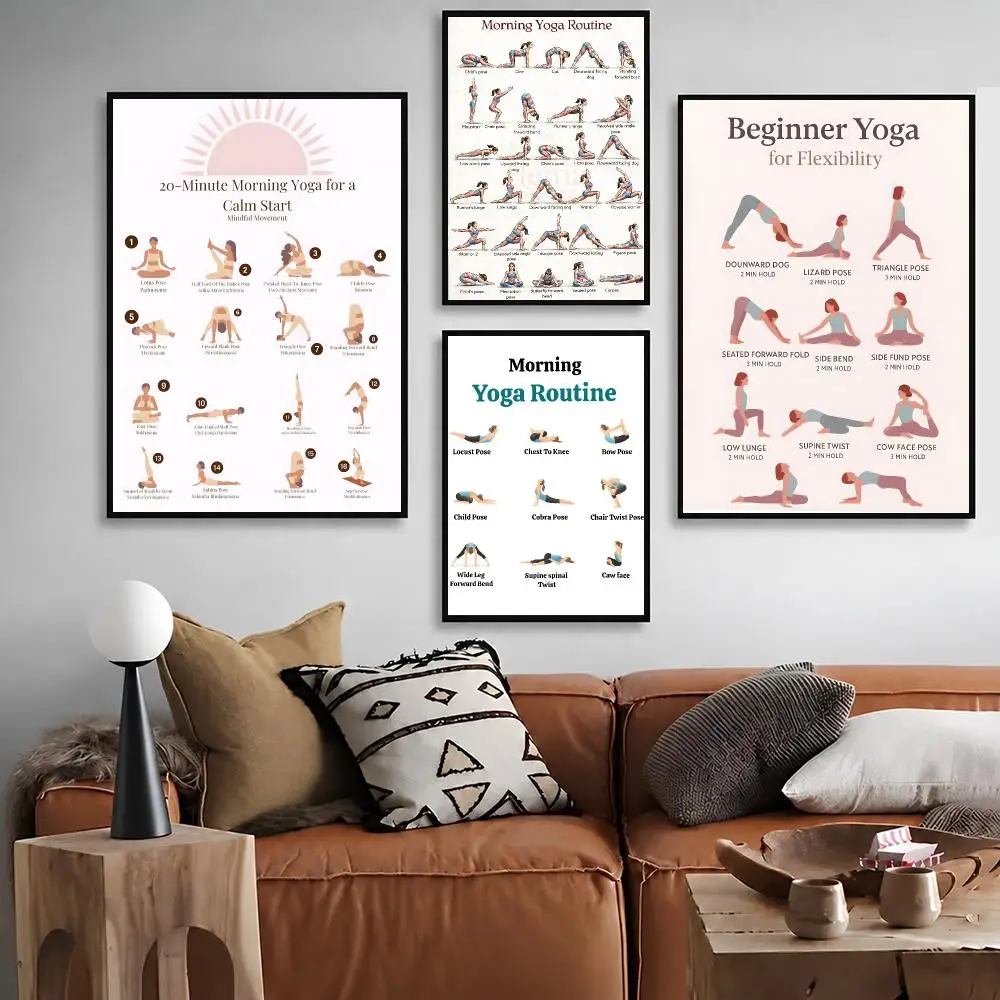 Art Yoga Morning Practice  Waterproof Peel‑and‑Stick Wall Sticker, Art Print for Bar Cafe Living Room Poster