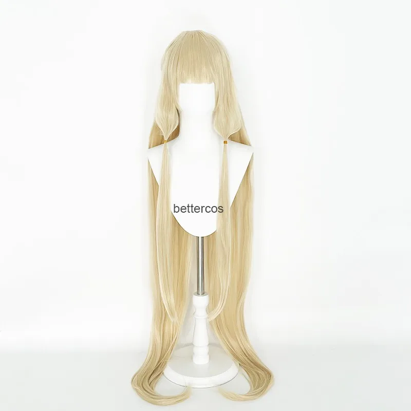 51 inches 130cm Long Milk Golden Chobits Chii Blonde Cosplay Wigs With Cosplay Prop Ears Heat Resistance Hair Wigs + a wig cap