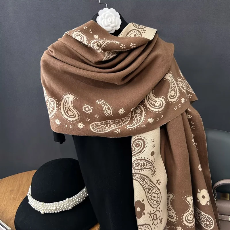 Paisley Imitatie Kasjmier Vrouwen Sjaal Winter Dikker Warme Deken Buiten Dame Pashmina Sjaal Pashmina Groothandel