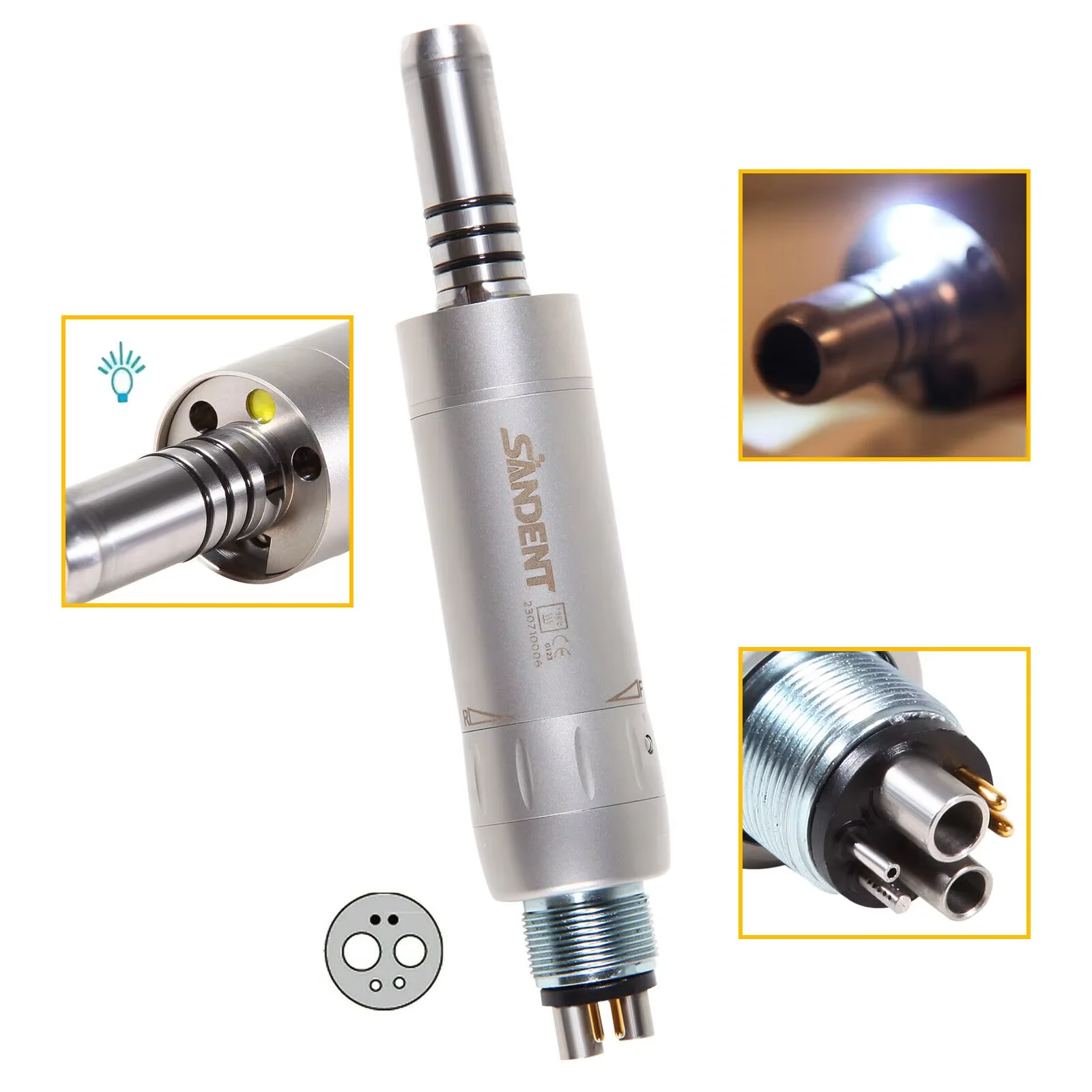 

Dental Slow Low Speed Air Motor 6 Holes 6 Pin Fiber Optic LED Inner Water MX6