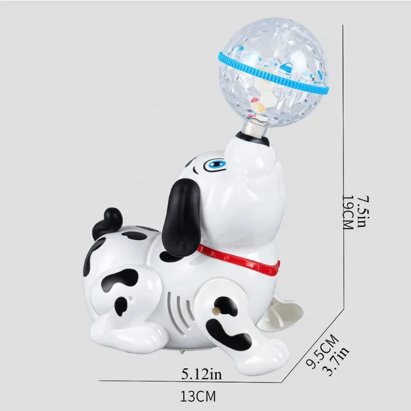 Spinning Dalmatian Toys Bump and Go Dancing Dog with Ball Music & Colorful Flashing Lights for Small Babies Infant Toddlers