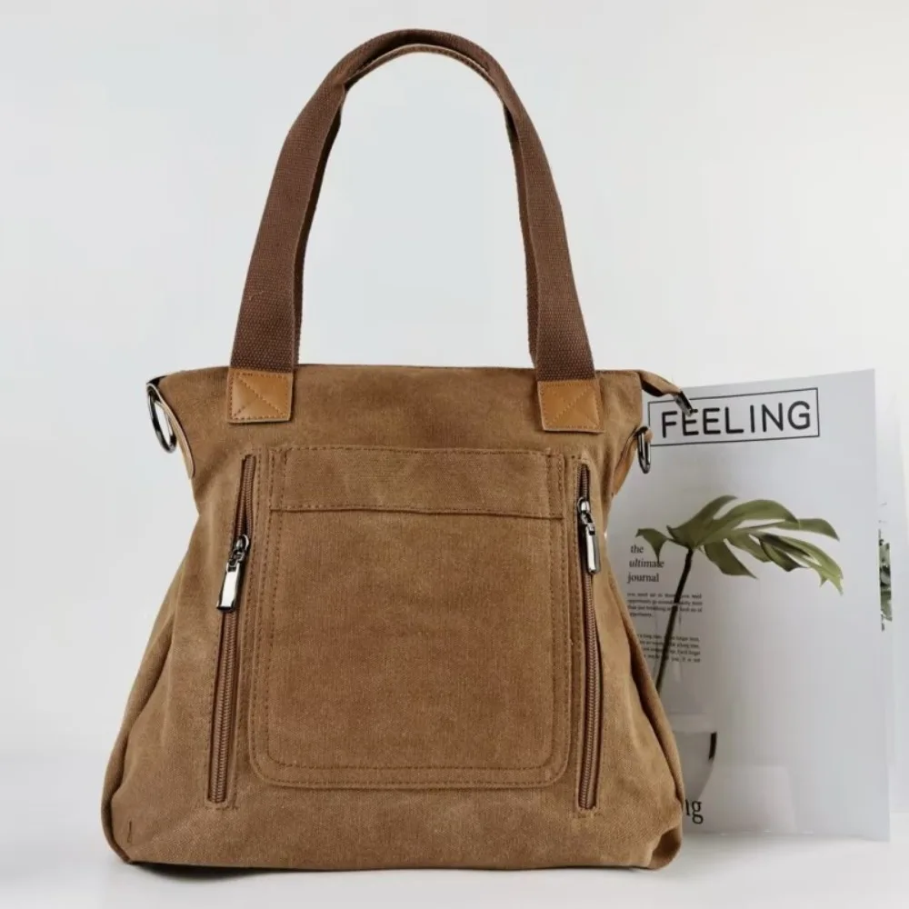 Large Capacity Versatile Handbag Canvas Material Shoulder Strap Large Capacity Bag Crossbody Strap Canvas Tote Bag Daily Use