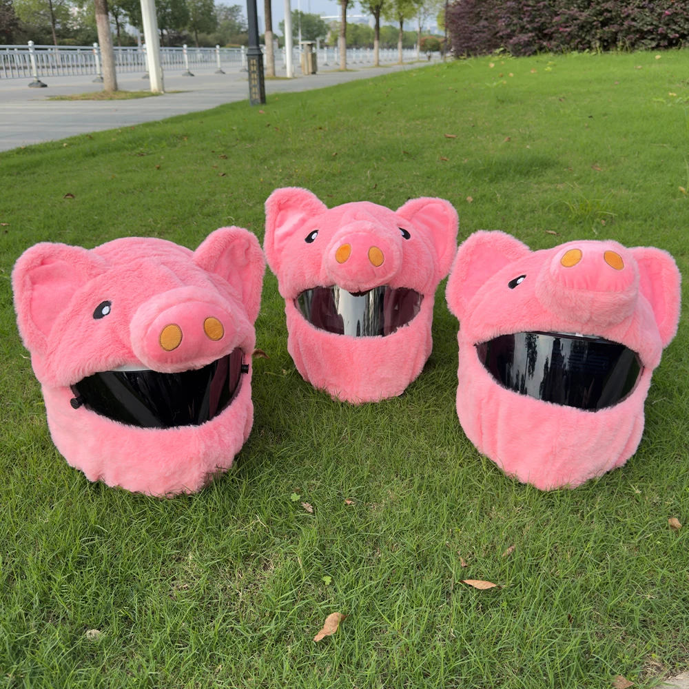 

Helmet Protection Headgear Cover Cartoon Fluffy Plush Set For Motorcycle Full-Face Protective Case Motorbike Safety Trendy