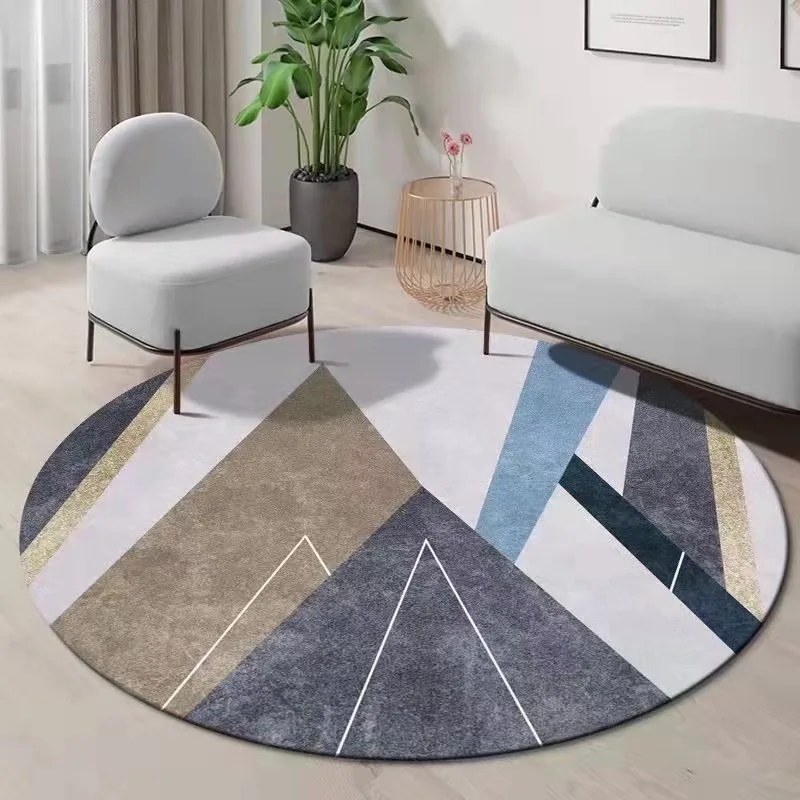 

Geometric Round Rug with Modern Color Block Design – Artistic Accent Mat for Living Room & Mid-Century Bedroom Decor